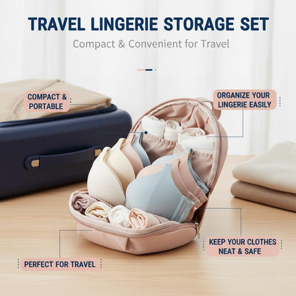 Lingerie Storage Bag Set, Travel Underwear Organizer Bag, Travel Underwear Packing Cube for Women, Multi-compartment Storage Bags (White)