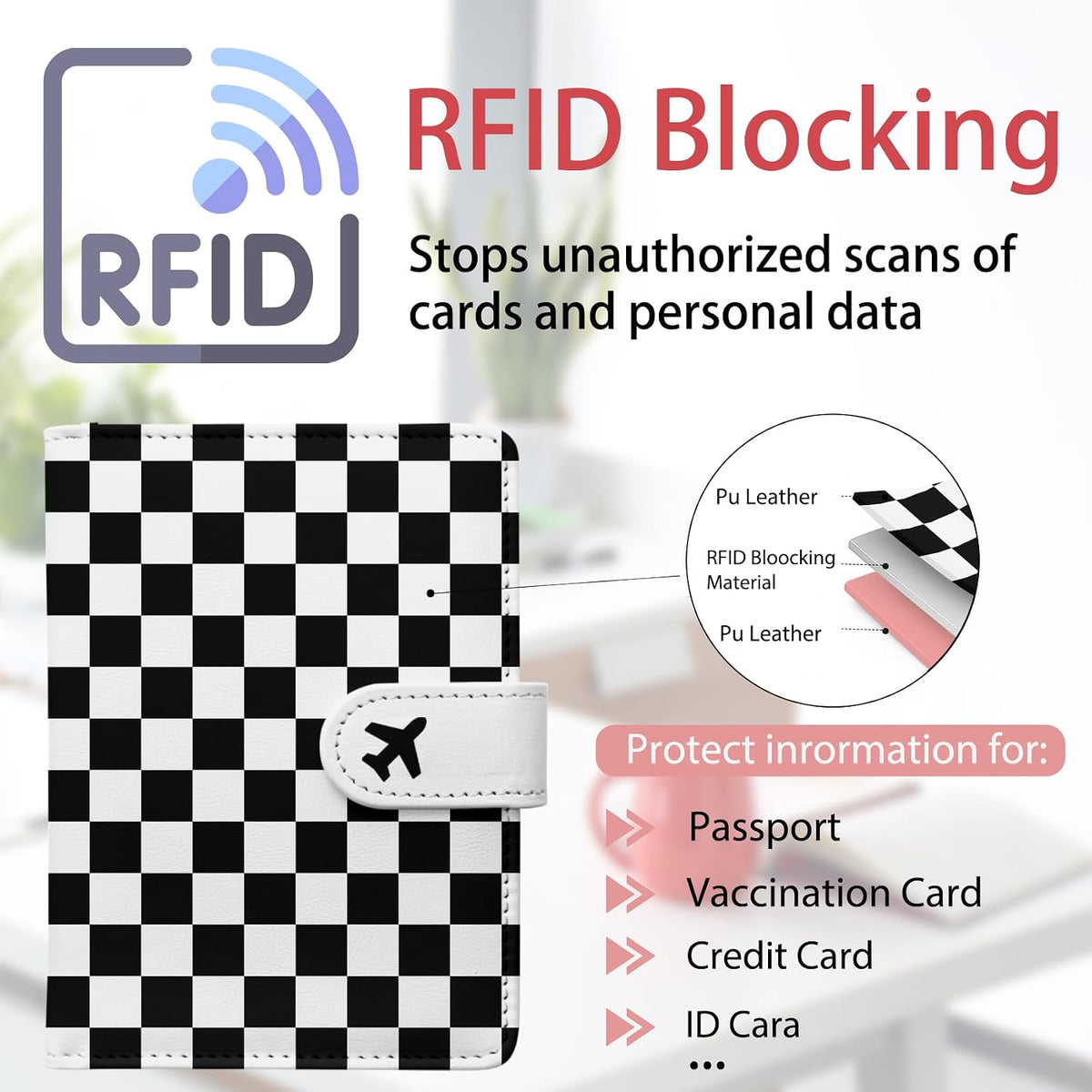 Passport Holder, Travel Wallet Cover with Pen Loop | Cute RFID Blocking Leather Case with Magnetic Closure for Travel Essentials-flower