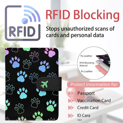 Passport Holder, Travel Wallet Cover with Pen Loop | Cute RFID Blocking Leather Case with Magnetic Closure for Travel Essentials-flower