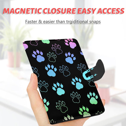 Passport Holder, Travel Wallet Cover with Pen Loop | Cute RFID Blocking Leather Case with Magnetic Closure for Travel Essentials-flower