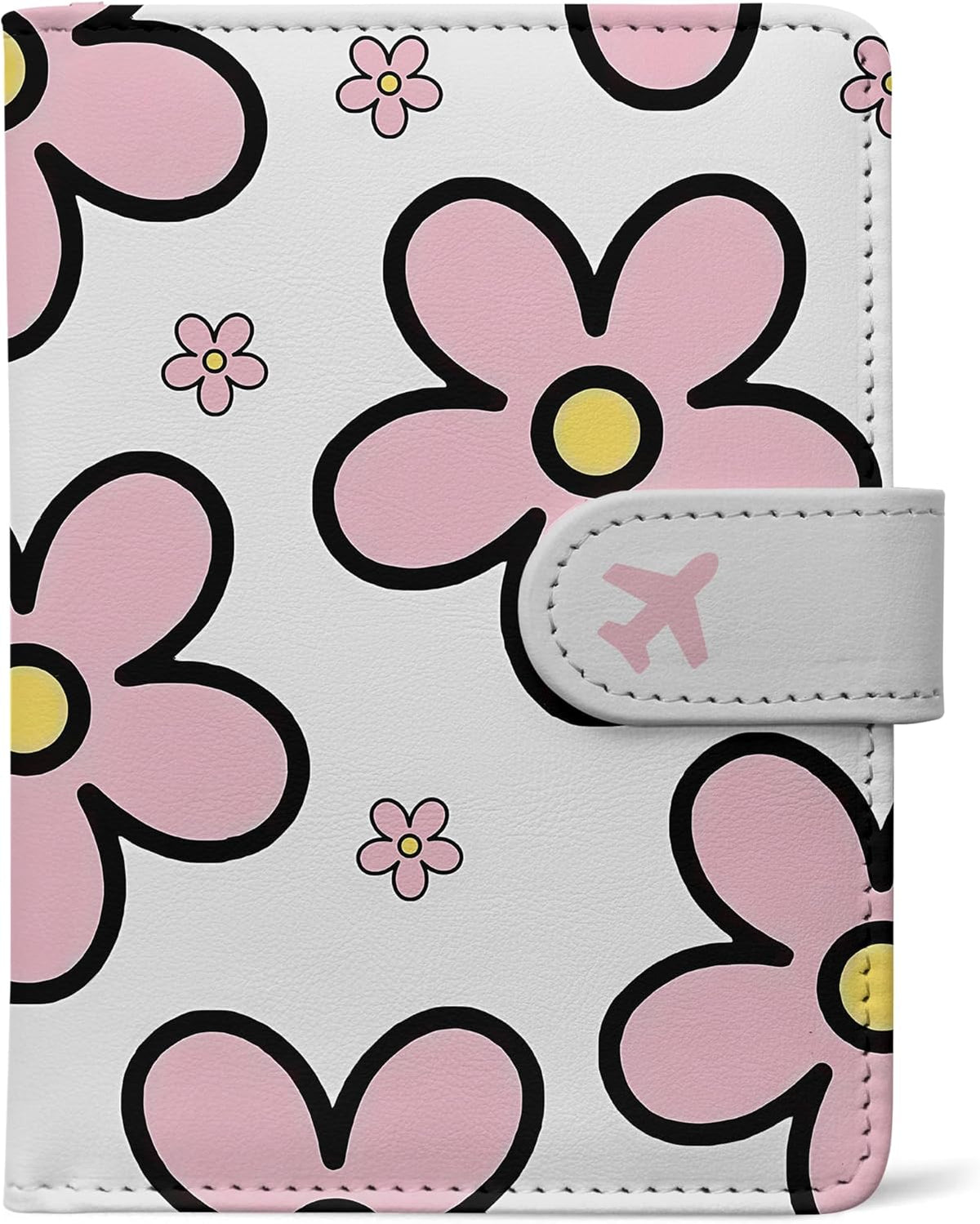 Passport Holder, Travel Wallet Cover with Pen Loop | Cute RFID Blocking Leather Case with Magnetic Closure for Travel Essentials-flower