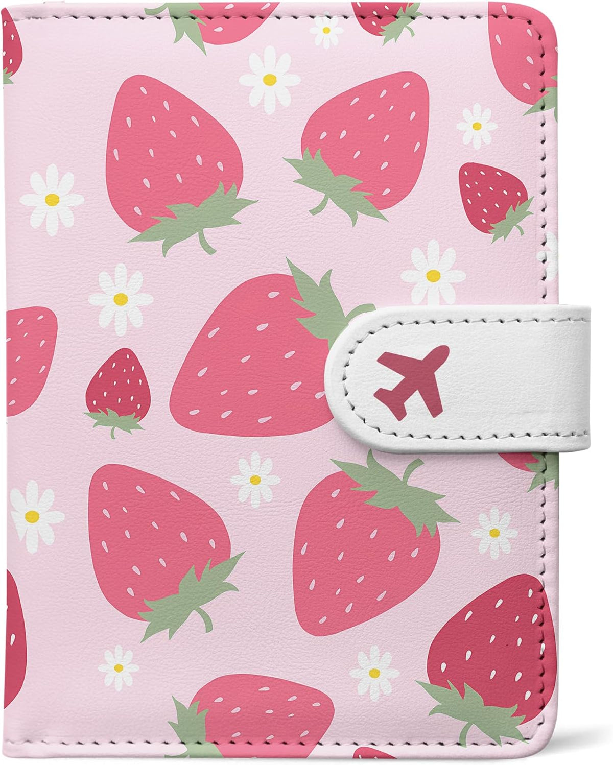 Passport Holder, Travel Wallet Cover with Pen Loop | Cute RFID Blocking Leather Case with Magnetic Closure for Travel Essentials-flower