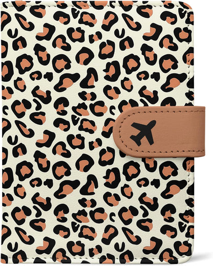 Passport Holder, Travel Wallet Cover with Pen Loop | Cute RFID Blocking Leather Case with Magnetic Closure for Travel Essentials-flower