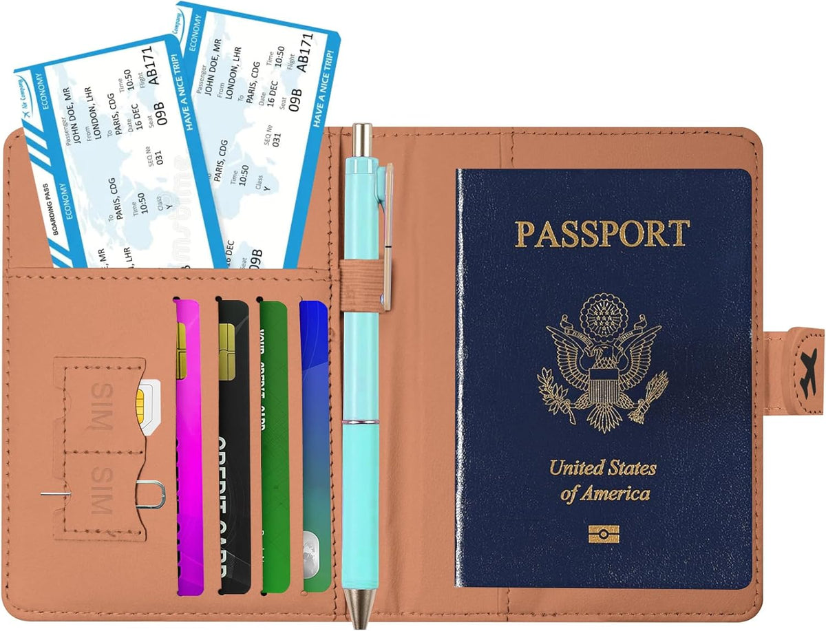 Passport Holder, Travel Wallet Cover with Pen Loop | Cute RFID Blocking Leather Case with Magnetic Closure for Travel Essentials-flower