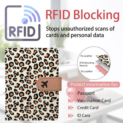Passport Holder, Travel Wallet Cover with Pen Loop | Cute RFID Blocking Leather Case with Magnetic Closure for Travel Essentials-flower