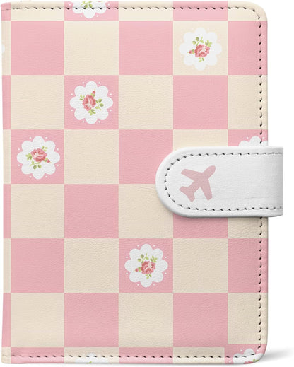 Passport Holder, Travel Wallet Cover with Pen Loop | Cute RFID Blocking Leather Case with Magnetic Closure for Travel Essentials-flower