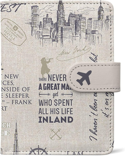 Passport Holder, Travel Wallet Cover with Pen Loop | Cute RFID Blocking Leather Case with Magnetic Closure for Travel Essentials-flower