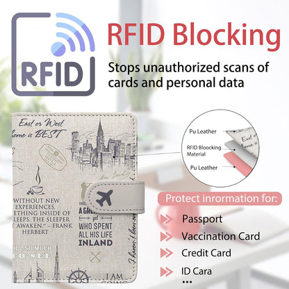 Passport Holder, Travel Wallet Cover with Pen Loop | Cute RFID Blocking Leather Case with Magnetic Closure for Travel Essentials-flower
