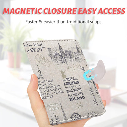 Passport Holder, Travel Wallet Cover with Pen Loop | Cute RFID Blocking Leather Case with Magnetic Closure for Travel Essentials-flower