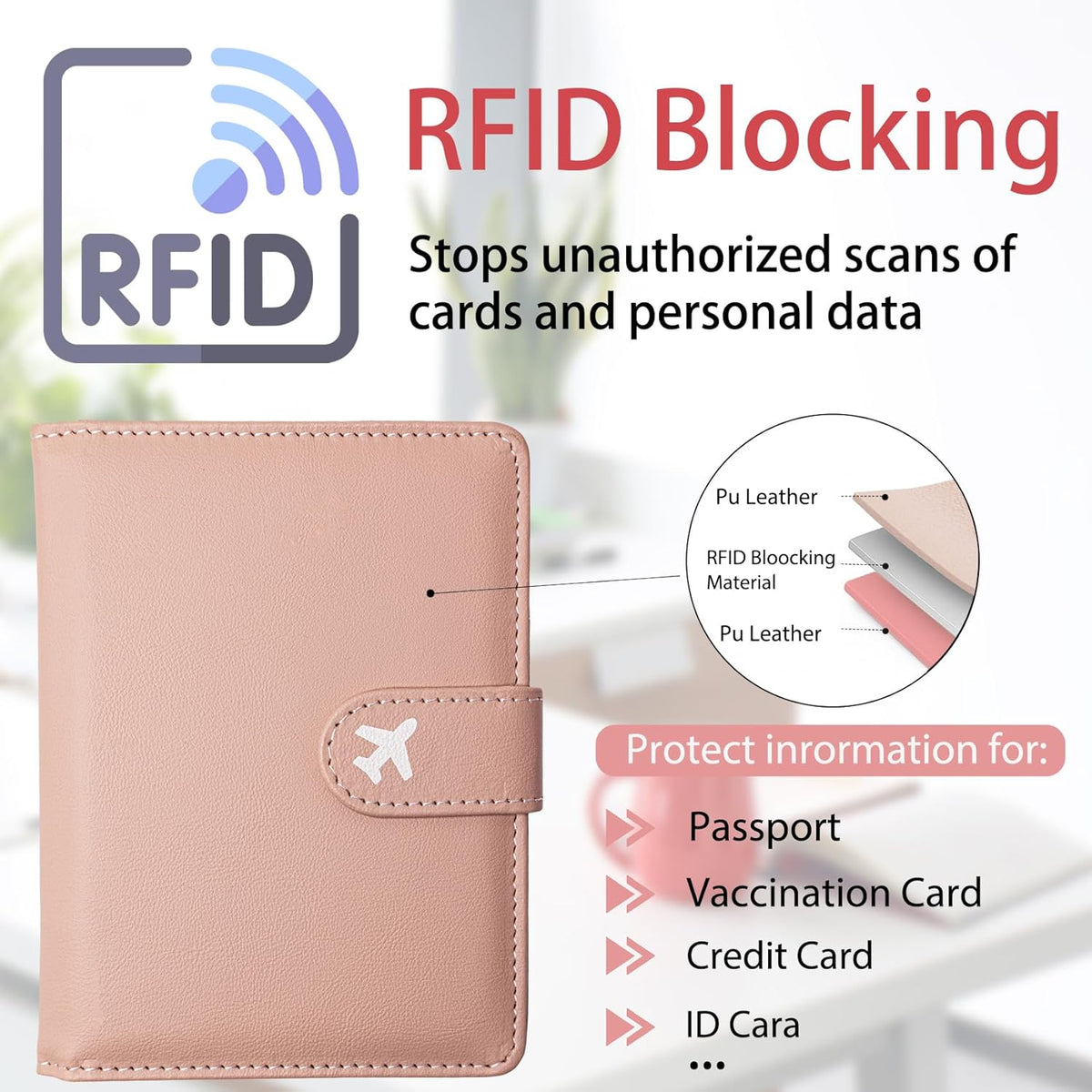 Passport Holder, Travel Wallet Cover with Pen Loop | Cute RFID Blocking Leather Case with Magnetic Closure for Travel Essentials-flower