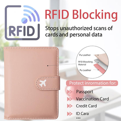 Passport Holder, Travel Wallet Cover with Pen Loop | Cute RFID Blocking Leather Case with Magnetic Closure for Travel Essentials-flower