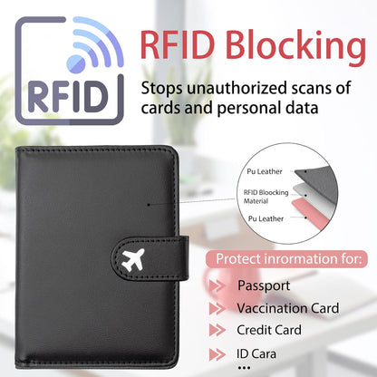 Passport Holder, Travel Wallet Cover with Pen Loop | Cute RFID Blocking Leather Case with Magnetic Closure for Travel Essentials-flower