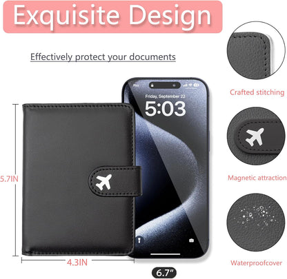 Passport Holder, Travel Wallet Cover with Pen Loop | Cute RFID Blocking Leather Case with Magnetic Closure for Travel Essentials-flower