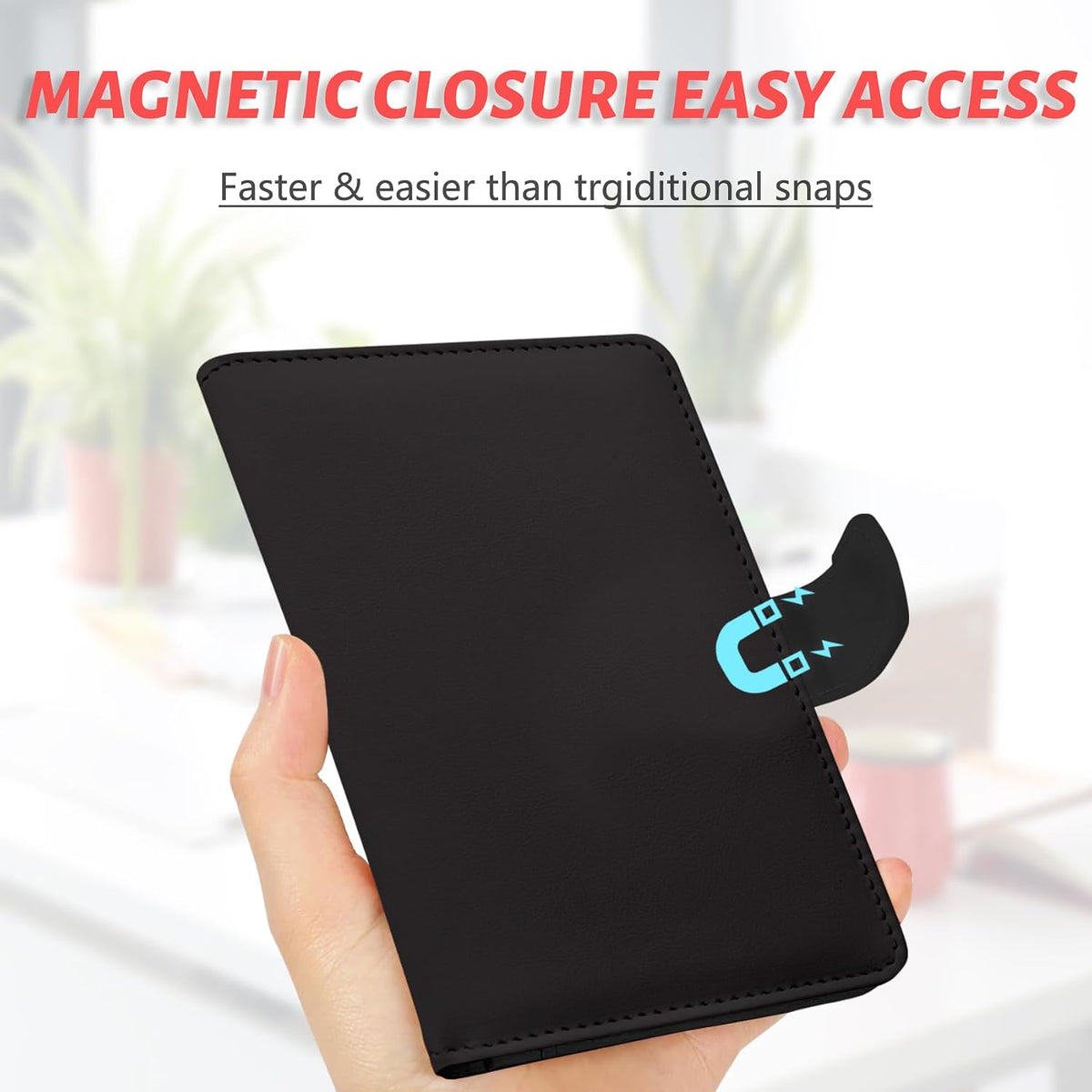 Passport Holder, Travel Wallet Cover with Pen Loop | Cute RFID Blocking Leather Case with Magnetic Closure for Travel Essentials-flower