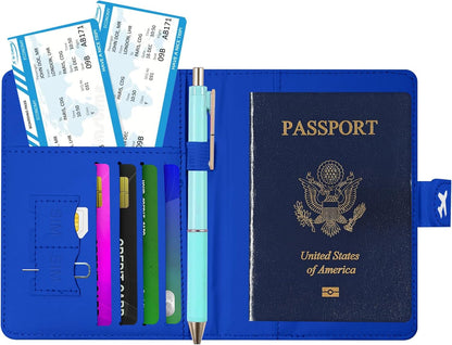Passport Holder, Travel Wallet Cover with Pen Loop | Cute RFID Blocking Leather Case with Magnetic Closure for Travel Essentials-flower