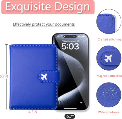 Passport Holder, Travel Wallet Cover with Pen Loop | Cute RFID Blocking Leather Case with Magnetic Closure for Travel Essentials-flower