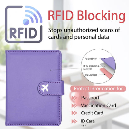 Passport Holder, Travel Wallet Cover with Pen Loop | Cute RFID Blocking Leather Case with Magnetic Closure for Travel Essentials-flower