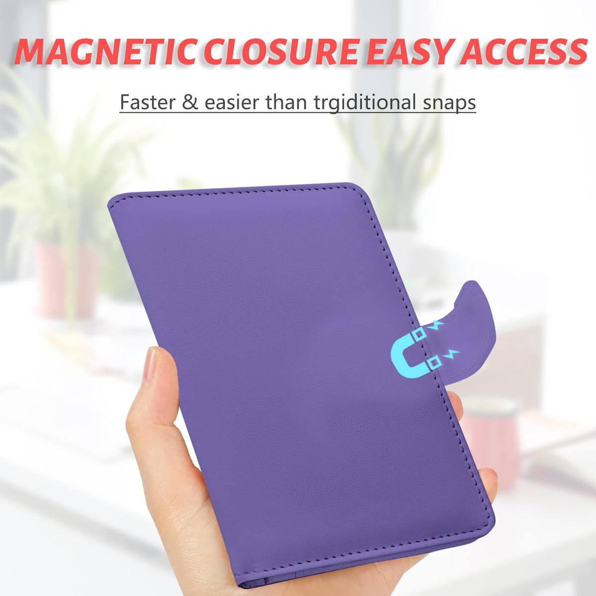 Passport Holder, Travel Wallet Cover with Pen Loop | Cute RFID Blocking Leather Case with Magnetic Closure for Travel Essentials-flower