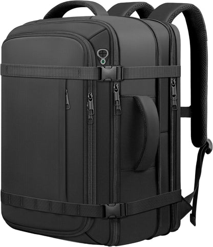 Roomy Carry On Backpack, Expandable Large Capacity Travel Backpack 1-7 Days with LifetimeWarranty,Fits18.4" Laptop,Water Resistant Anti Theft Carry on Laptop Backpack for Men Women,Flight Travel,Black