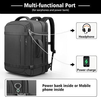 Roomy Carry On Backpack, Expandable Large Capacity Travel Backpack 1-7 Days with LifetimeWarranty,Fits18.4" Laptop,Water Resistant Anti Theft Carry on Laptop Backpack for Men Women,Flight Travel,Black
