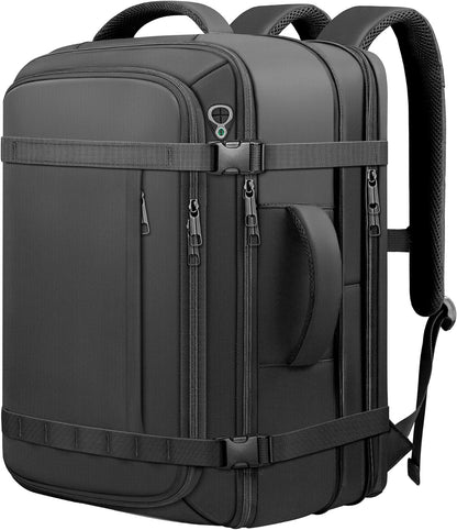 Roomy Carry On Backpack, Expandable Large Capacity Travel Backpack 1-7 Days with LifetimeWarranty,Fits18.4" Laptop,Water Resistant Anti Theft Carry on Laptop Backpack for Men Women,Flight Travel,Black