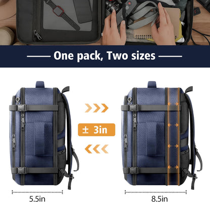Roomy Carry On Backpack, Expandable Large Capacity Travel Backpack 1-7 Days with LifetimeWarranty,Fits18.4" Laptop,Water Resistant Anti Theft Carry on Laptop Backpack for Men Women,Flight Travel,Black