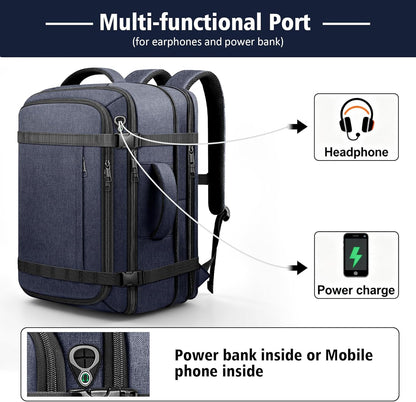 Roomy Carry On Backpack, Expandable Large Capacity Travel Backpack 1-7 Days with LifetimeWarranty,Fits18.4" Laptop,Water Resistant Anti Theft Carry on Laptop Backpack for Men Women,Flight Travel,Black