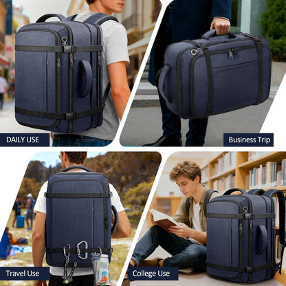 Roomy Carry On Backpack, Expandable Large Capacity Travel Backpack 1-7 Days with LifetimeWarranty,Fits18.4" Laptop,Water Resistant Anti Theft Carry on Laptop Backpack for Men Women,Flight Travel,Black