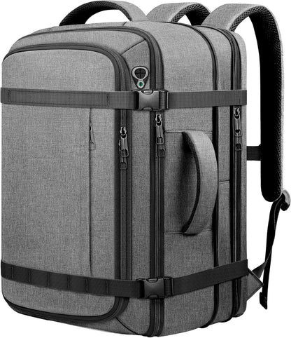 Roomy Carry On Backpack, Expandable Large Capacity Travel Backpack 1-7 Days with LifetimeWarranty,Fits18.4" Laptop,Water Resistant Anti Theft Carry on Laptop Backpack for Men Women,Flight Travel,Black