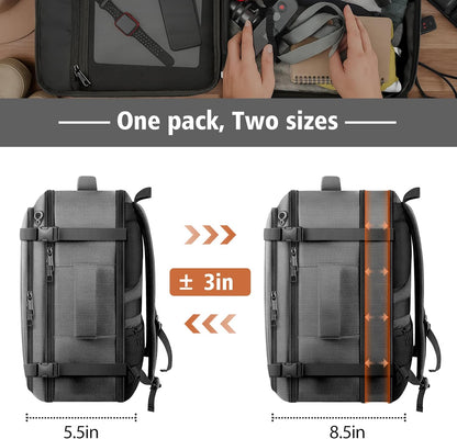 Roomy Carry On Backpack, Expandable Large Capacity Travel Backpack 1-7 Days with LifetimeWarranty,Fits18.4" Laptop,Water Resistant Anti Theft Carry on Laptop Backpack for Men Women,Flight Travel,Black