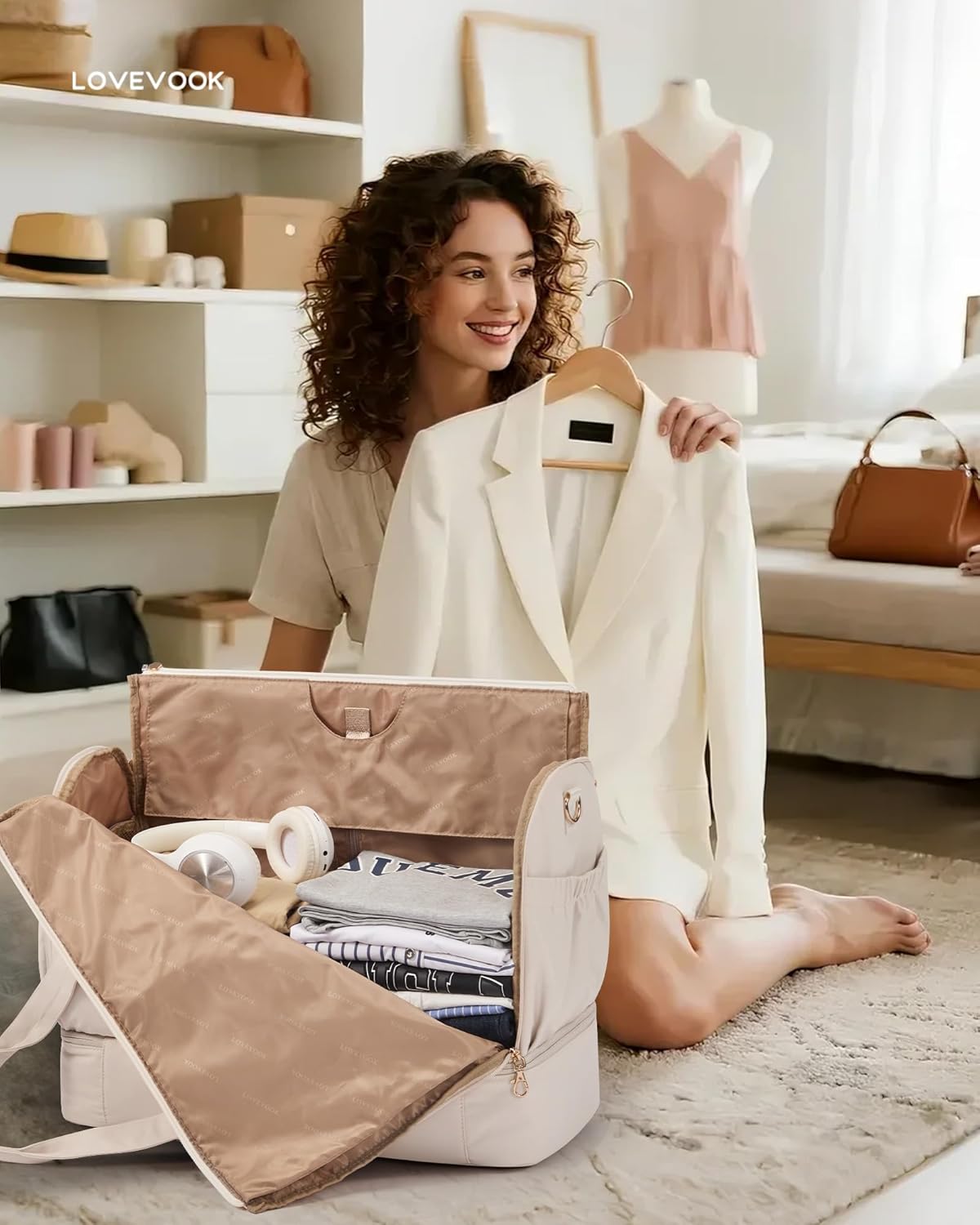 Garment Bags for Travel,Convertible Garment Bag for Women with Shoe Pouch,Carry on Duffel Bag with Toiletry Bag, 2 in 1 Hanging Suitcase Suit Bag,Waterproof Weekender Bags for Business Trip