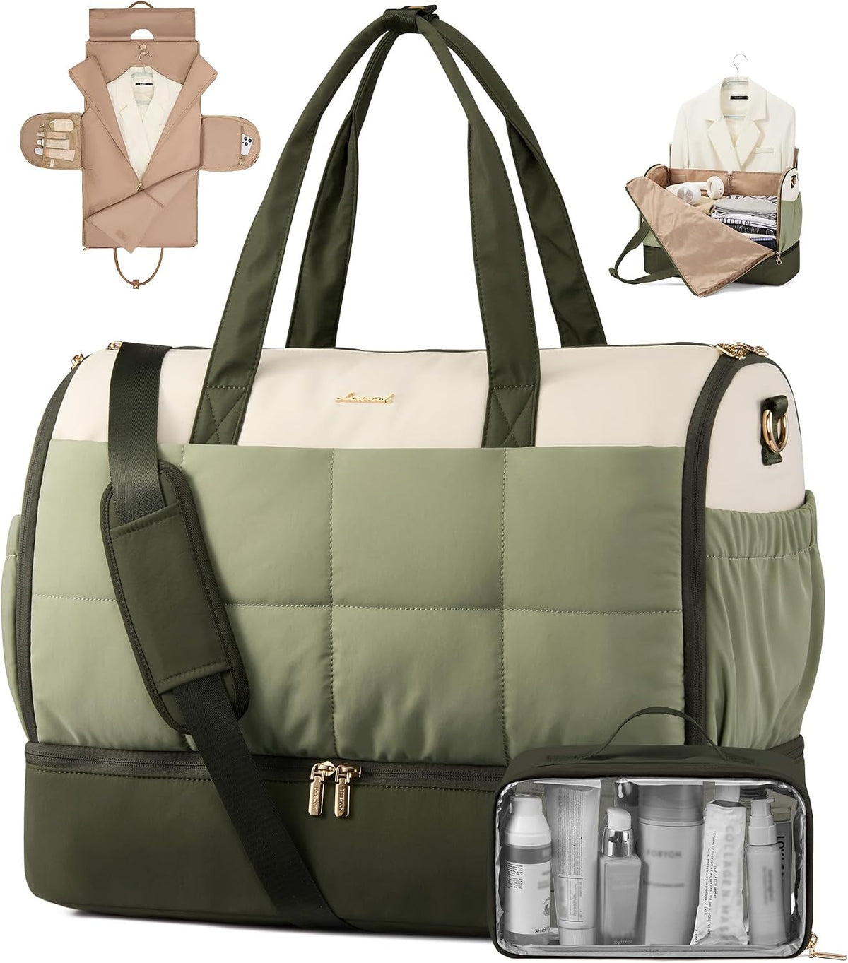 Garment Bags for Travel,Convertible Garment Bag for Women with Shoe Pouch,Carry on Duffel Bag with Toiletry Bag, 2 in 1 Hanging Suitcase Suit Bag,Waterproof Weekender Bags for Business Trip