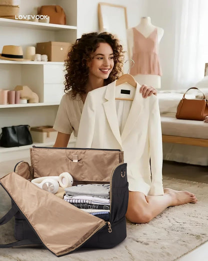 Garment Bags for Travel,Convertible Garment Bag for Women with Shoe Pouch,Carry on Duffel Bag with Toiletry Bag, 2 in 1 Hanging Suitcase Suit Bag,Waterproof Weekender Bags for Business Trip