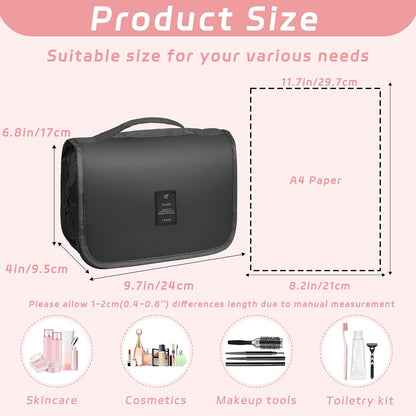 Toiletry Bag Travel Bag with Hanging Hook, Waterproof Shower Bathroom Hanging Toiletry Bag for Men Women,Small Multifunctional Makeup Cosmetic Bag,Portable Toiletries Bag Travel Organizer (Grey)