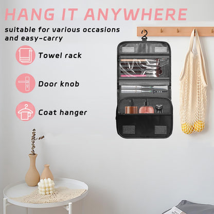 Toiletry Bag Travel Bag with Hanging Hook, Waterproof Shower Bathroom Hanging Toiletry Bag for Men Women,Small Multifunctional Makeup Cosmetic Bag,Portable Toiletries Bag Travel Organizer (Grey)