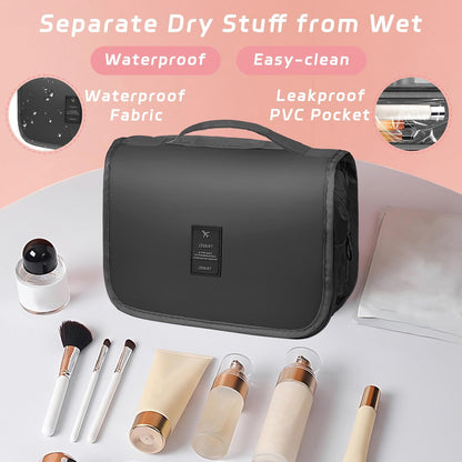 Toiletry Bag Travel Bag with Hanging Hook, Waterproof Shower Bathroom Hanging Toiletry Bag for Men Women,Small Multifunctional Makeup Cosmetic Bag,Portable Toiletries Bag Travel Organizer (Grey)