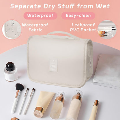 Toiletry Bag Travel Bag with Hanging Hook, Waterproof Shower Bathroom Hanging Toiletry Bag for Men Women,Small Multifunctional Makeup Cosmetic Bag,Portable Toiletries Bag Travel Organizer (Grey)
