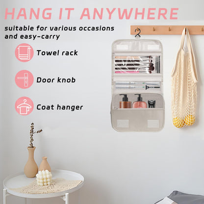 Toiletry Bag Travel Bag with Hanging Hook, Waterproof Shower Bathroom Hanging Toiletry Bag for Men Women,Small Multifunctional Makeup Cosmetic Bag,Portable Toiletries Bag Travel Organizer (Grey)