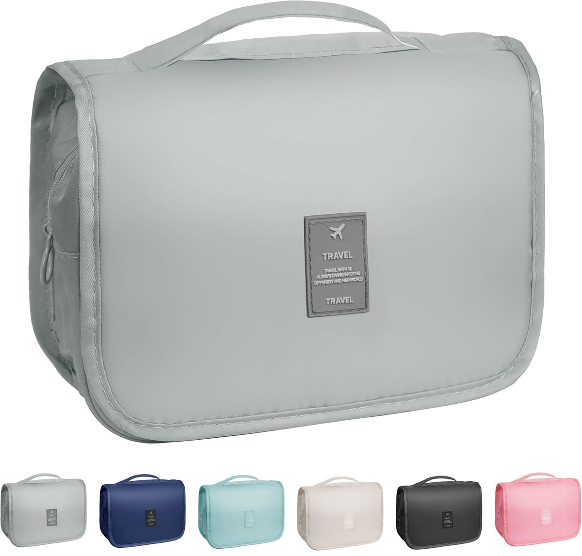 Toiletry Bag Travel Bag with Hanging Hook, Waterproof Shower Bathroom Hanging Toiletry Bag for Men Women,Small Multifunctional Makeup Cosmetic Bag,Portable Toiletries Bag Travel Organizer (Grey)