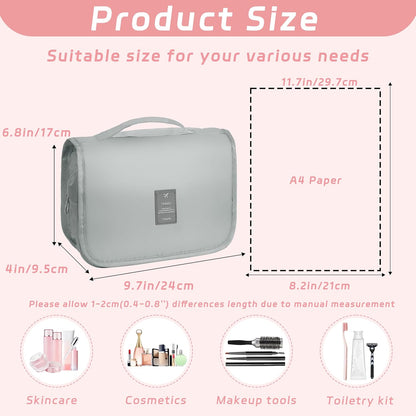 Toiletry Bag Travel Bag with Hanging Hook, Waterproof Shower Bathroom Hanging Toiletry Bag for Men Women,Small Multifunctional Makeup Cosmetic Bag,Portable Toiletries Bag Travel Organizer (Grey)