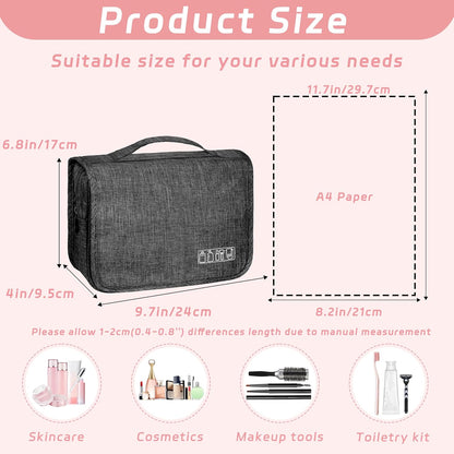 Toiletry Bag Travel Bag with Hanging Hook, Waterproof Shower Bathroom Hanging Toiletry Bag for Men Women,Small Multifunctional Makeup Cosmetic Bag,Portable Toiletries Bag Travel Organizer (Grey)