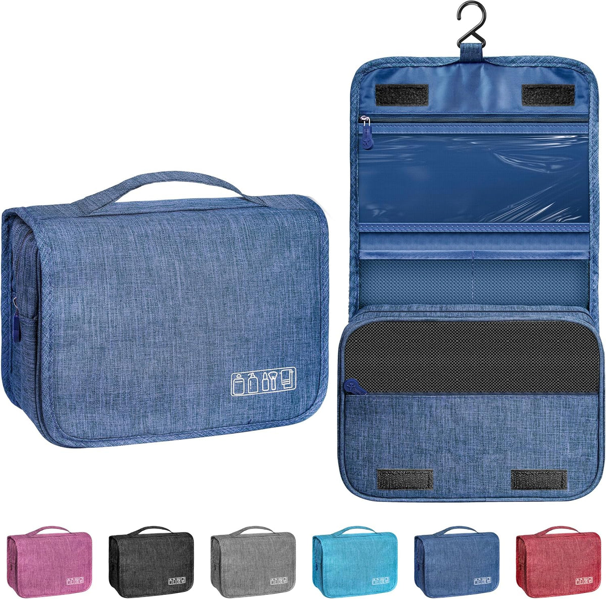 Toiletry Bag Travel Bag with Hanging Hook, Waterproof Shower Bathroom Hanging Toiletry Bag for Men Women,Small Multifunctional Makeup Cosmetic Bag,Portable Toiletries Bag Travel Organizer (Grey)