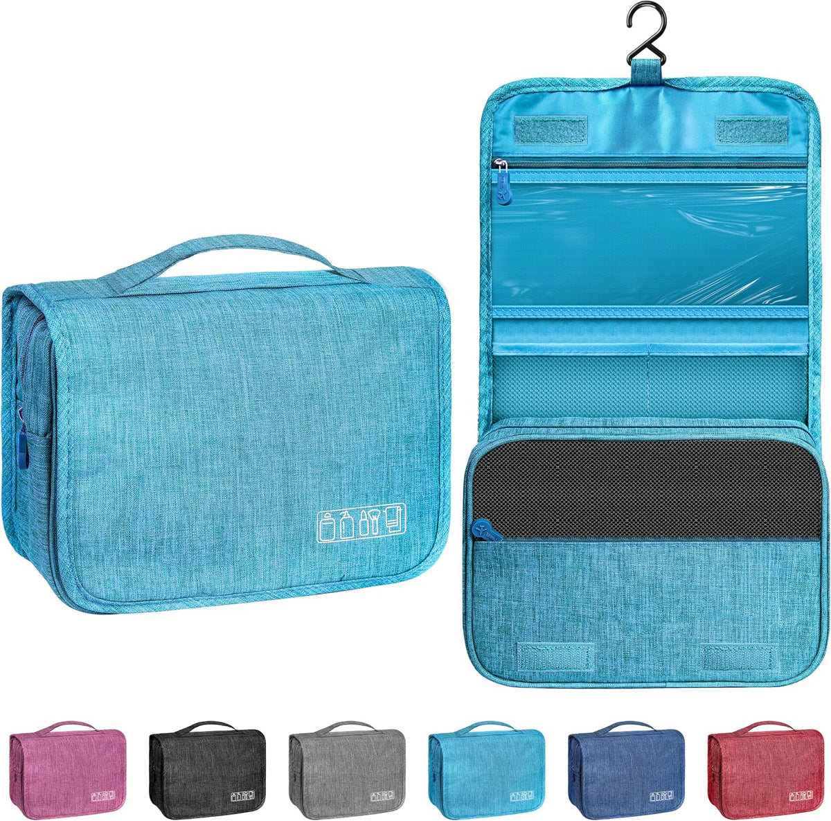 Toiletry Bag Travel Bag with Hanging Hook, Waterproof Shower Bathroom Hanging Toiletry Bag for Men Women,Small Multifunctional Makeup Cosmetic Bag,Portable Toiletries Bag Travel Organizer (Grey)
