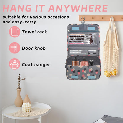 Toiletry Bag Travel Bag with Hanging Hook, Waterproof Shower Bathroom Hanging Toiletry Bag for Men Women,Small Multifunctional Makeup Cosmetic Bag,Portable Toiletries Bag Travel Organizer (Grey)