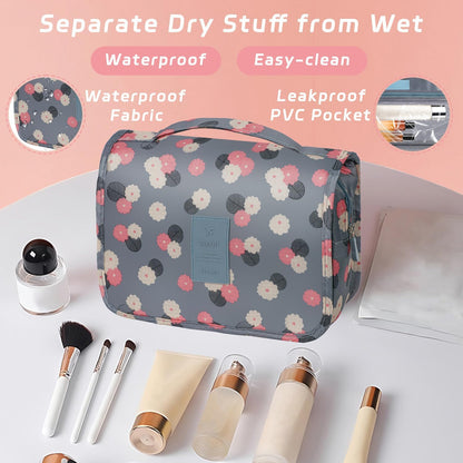 Toiletry Bag Travel Bag with Hanging Hook, Waterproof Shower Bathroom Hanging Toiletry Bag for Men Women,Small Multifunctional Makeup Cosmetic Bag,Portable Toiletries Bag Travel Organizer (Grey)