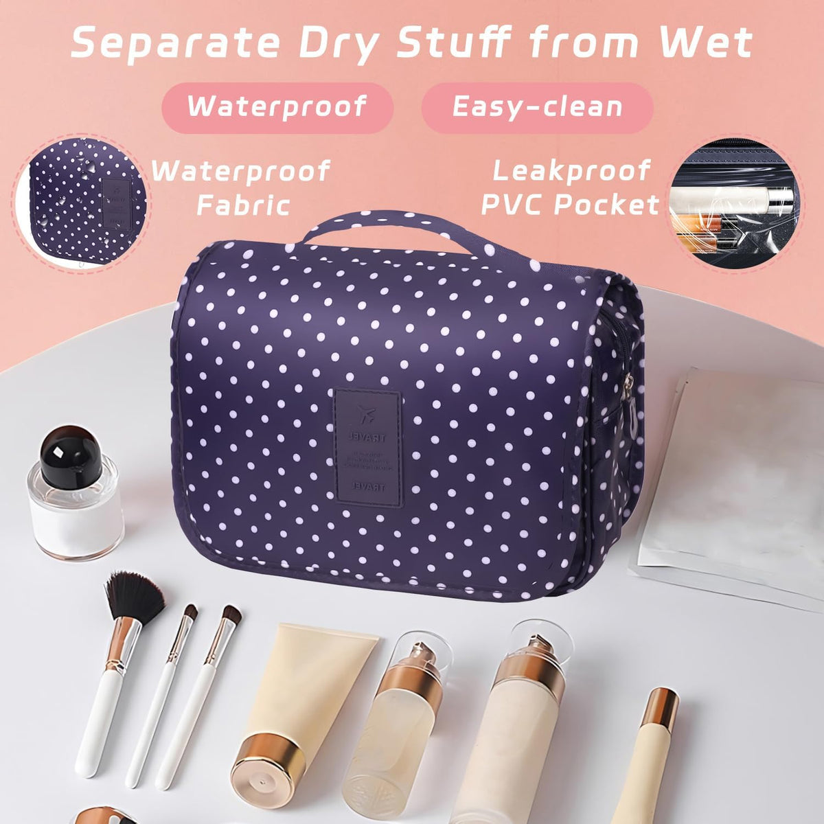 Toiletry Bag Travel Bag with Hanging Hook, Waterproof Shower Bathroom Hanging Toiletry Bag for Men Women,Small Multifunctional Makeup Cosmetic Bag,Portable Toiletries Bag Travel Organizer (Grey)