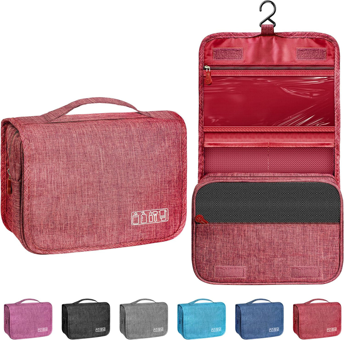Toiletry Bag Travel Bag with Hanging Hook, Waterproof Shower Bathroom Hanging Toiletry Bag for Men Women,Small Multifunctional Makeup Cosmetic Bag,Portable Toiletries Bag Travel Organizer (Grey)