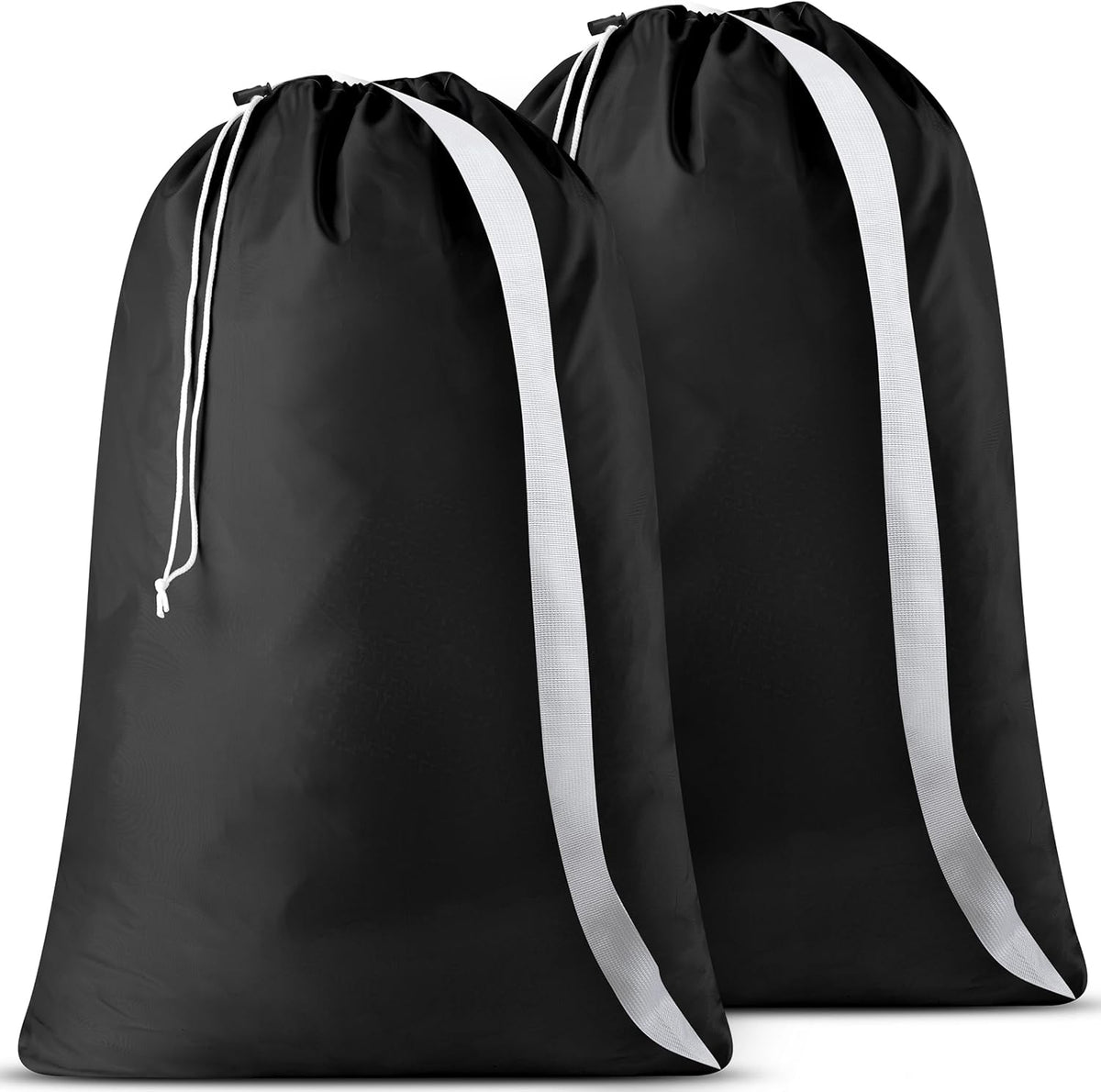 Bag Shoulder Strap Extra Large - Drawstring Locking Closure, Durable Material, Heavy Duty Stitching, Hands Free Carrying - Perfect College Dorm (Black, 30" x 40")