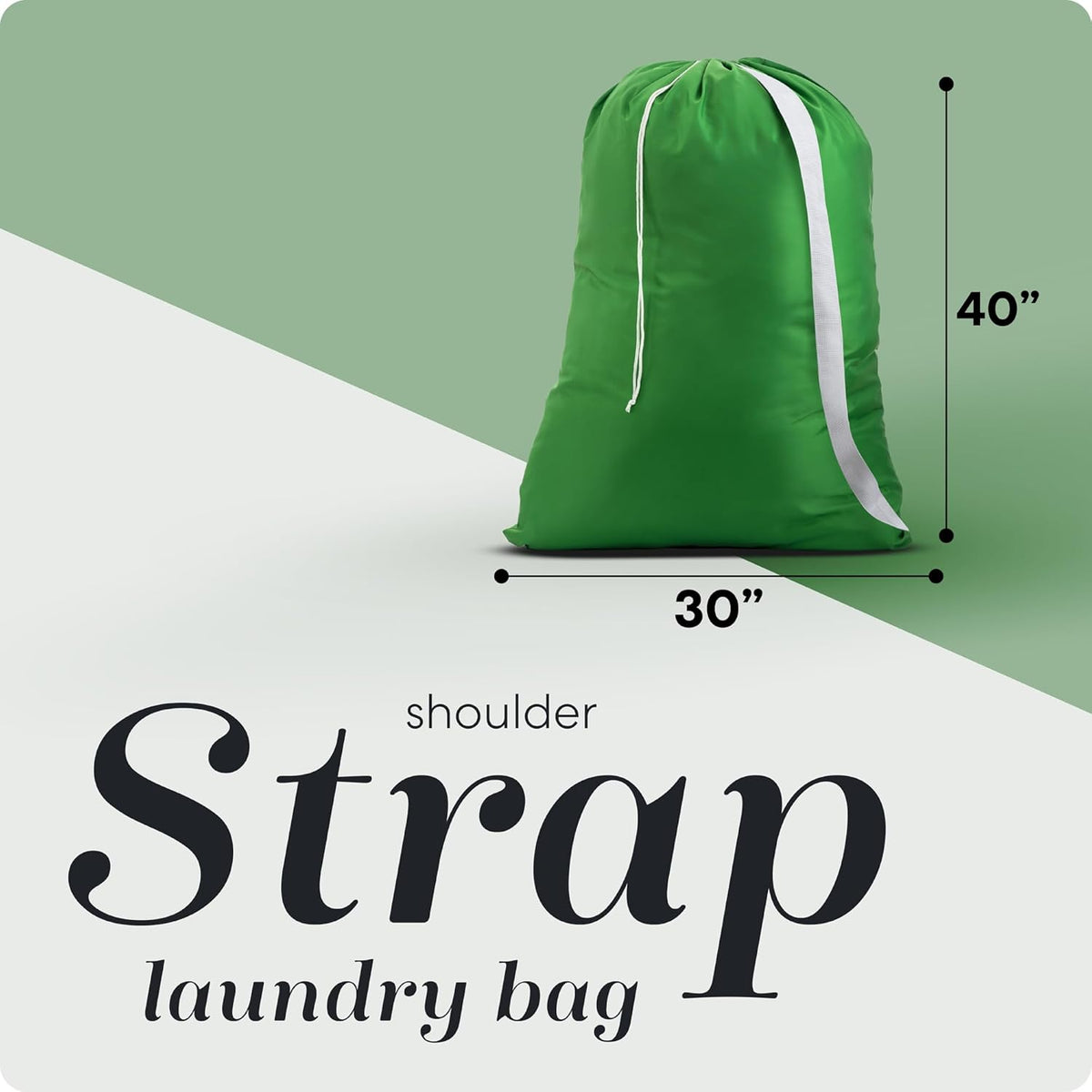 Bag Shoulder Strap Extra Large - Drawstring Locking Closure, Durable Material, Heavy Duty Stitching, Hands Free Carrying - Perfect College Dorm (Black, 30" x 40")