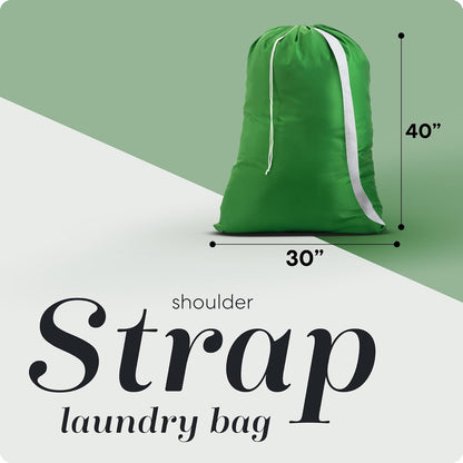Bag Shoulder Strap Extra Large - Drawstring Locking Closure, Durable Material, Heavy Duty Stitching, Hands Free Carrying - Perfect College Dorm (Black, 30" x 40")